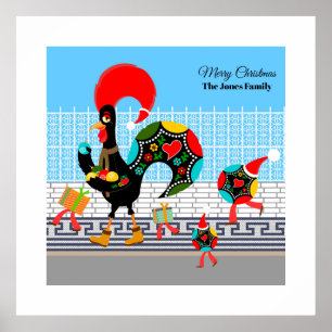 Portuguese Rooster Gifts and Baubles Parade Poster