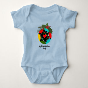 Portuguese Rooster holly Christmas Bauble Baby Bodysuit