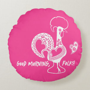 Portuguese Rooster Modern Silhouette Round Cushion