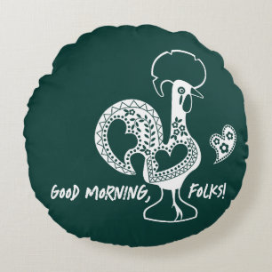Portuguese Rooster Modern Silhouette Round Cushion