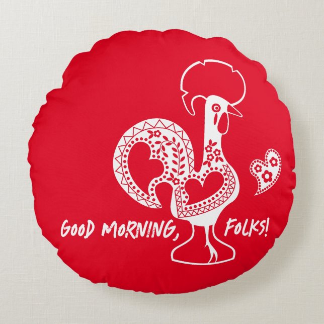 Portuguese Rooster Modern Silhouette Round Cushion (Front)