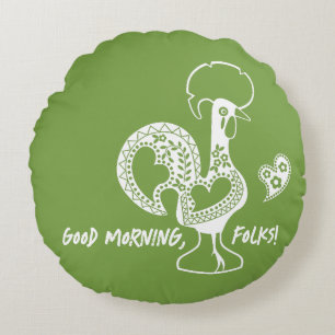 Portuguese Rooster Modern Silhouette Round Cushion