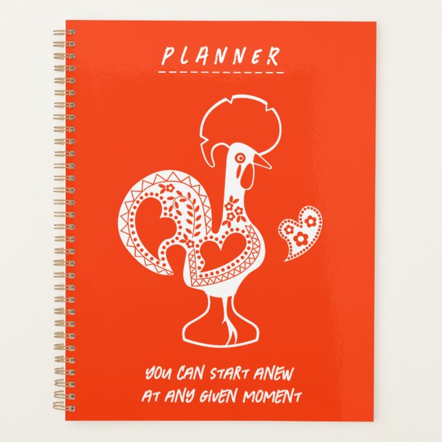  Portuguese Rooster Modern Silhouette with quote Planner (Front)