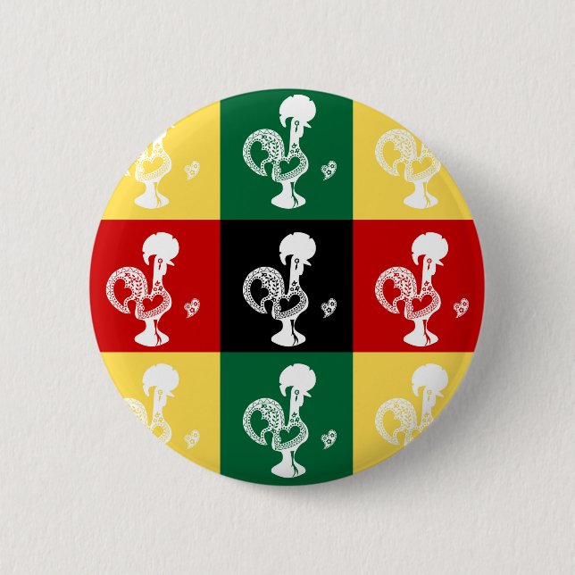 Portuguese Rooster of Barcelos colourful pattern 6 Cm Round Badge (Front)