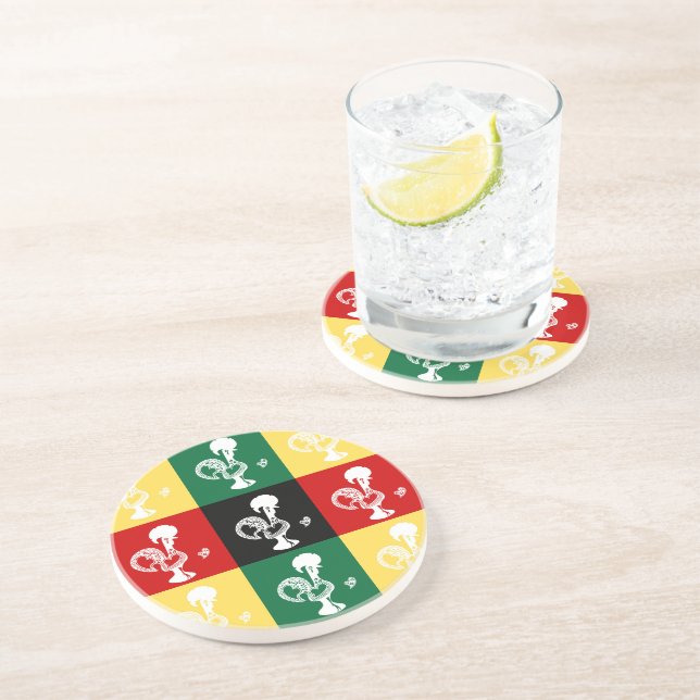 Portuguese Rooster of Barcelos colourful pattern Coaster (Side)