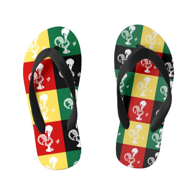 Portuguese Rooster of Barcelos colourful pattern Kid's Flip Flops (Footbed)