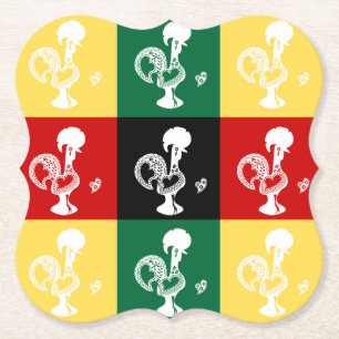 Portuguese Rooster of Barcelos colourful pattern Paper Coaster