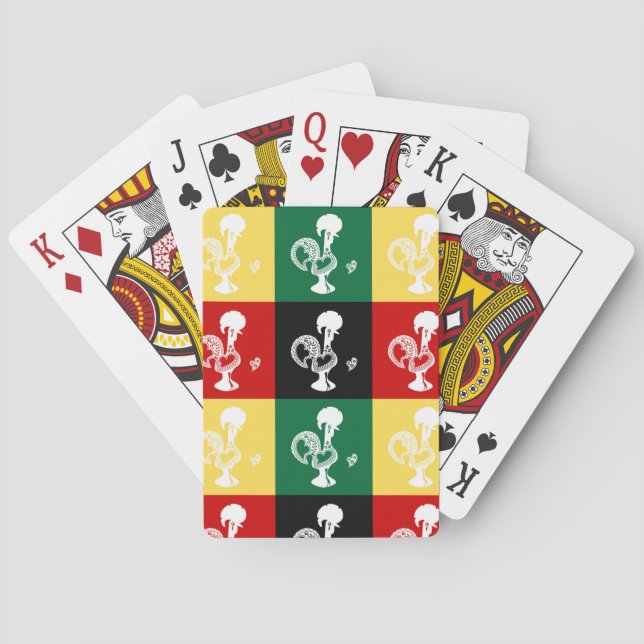 Portuguese Rooster of Barcelos colourful pattern Playing Cards (Back)