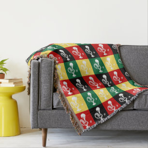 Portuguese Rooster of Barcelos colourful pattern Throw Blanket