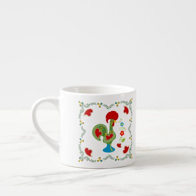 Portuguese Rooster of Luck in green colour Espresso Cup (Left)