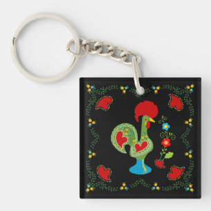 Portuguese Rooster of Luck in green colour Key Ring