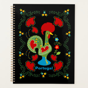 Portuguese Rooster of Luck in green colour Planner