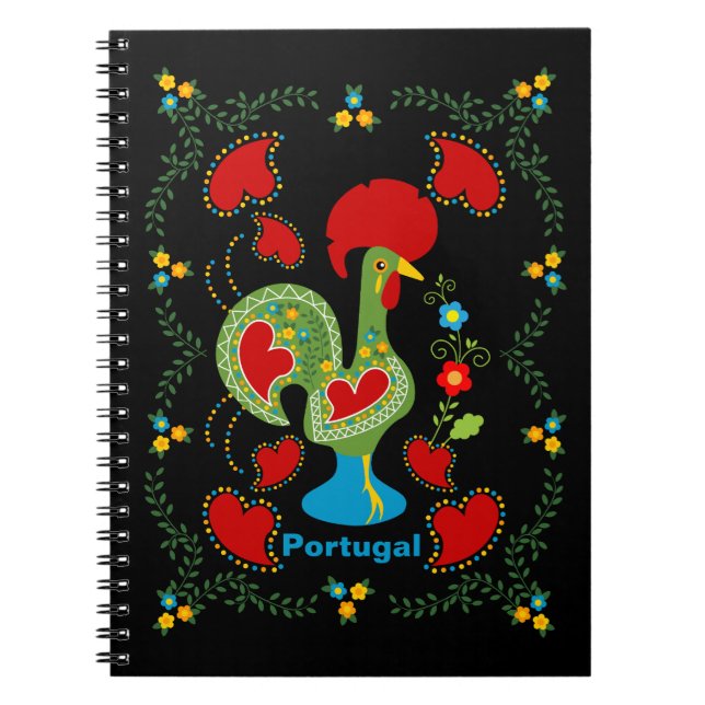 Portuguese Rooster of Luck in green Notebook (Front)