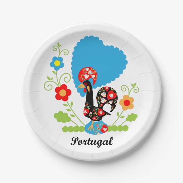 Portuguese Rooster Paper Plate (Front)