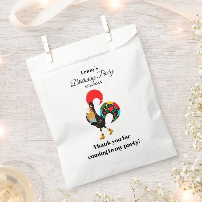 Portuguese Rooster Parade Kids Birthday Party Favour Bags (Clipped)