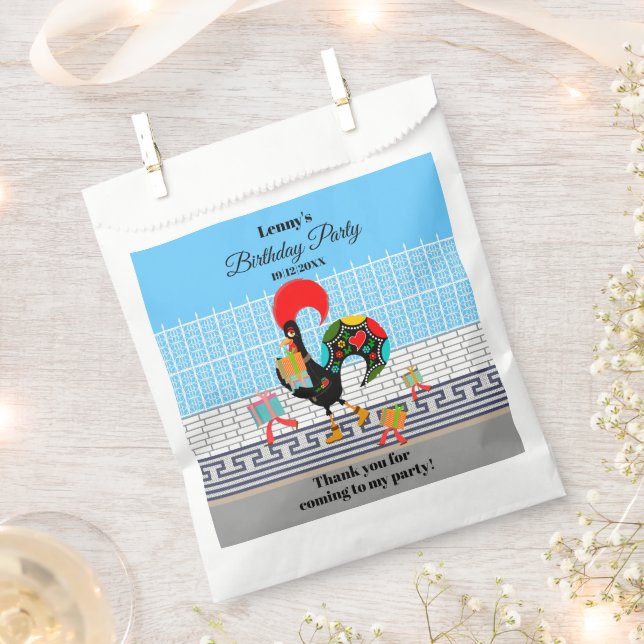 Portuguese Rooster Parade Kids Birthday Party Favour Bags (Clipped)