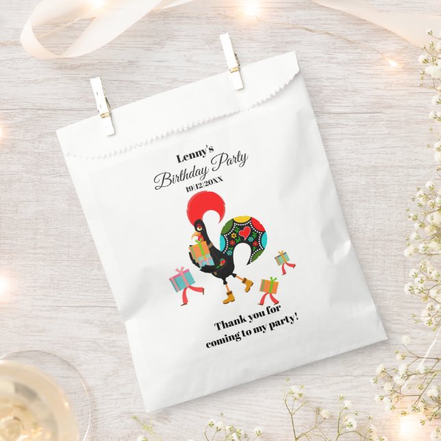 Portuguese Rooster Parade Kids Birthday Party Favour Bags (Clipped)