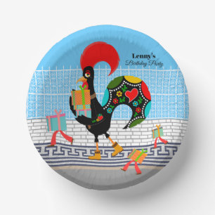 Portuguese Rooster Parade Kids Birthday Party Paper Plate