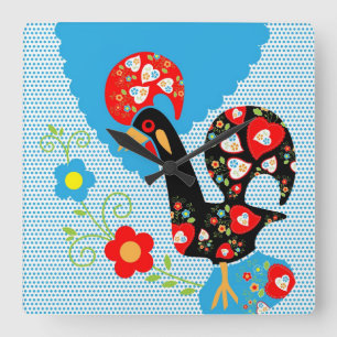 Portuguese Rooster symbol of Portugal Square Wall Clock