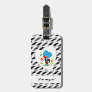 Portuguese rooster with black polka dots luggage tag