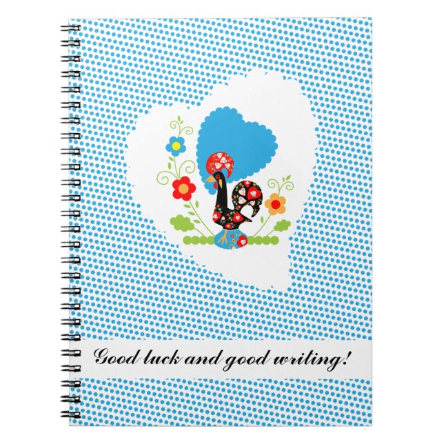 Portuguese Rooster with blue polka dots Notebook (Front)