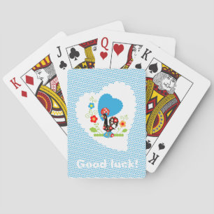 Portuguese Rooster with blue polka dots Playing Cards