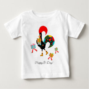 Portuguese Rooster with gifts 1st Birthday Party  Baby T-Shirt