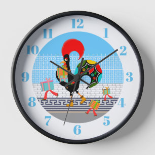 Portuguese Rooster with gifts 1st Birthday Party Clock