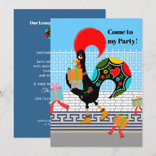 Portuguese Rooster with gifts 1st Birthday Party  Invitation