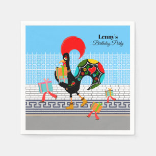Portuguese Rooster with gifts 1st Birthday Party  Napkin