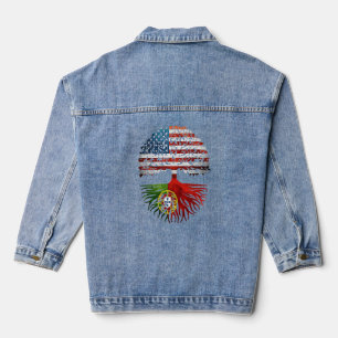 Portuguese Roots American Grown Portugal Flag  Denim Jacket