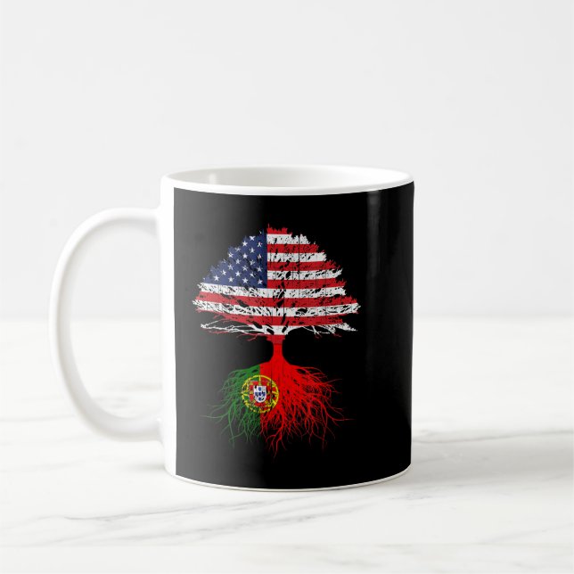Portuguese Roots American Grown Portugal Flag  Gif Coffee Mug (Left)