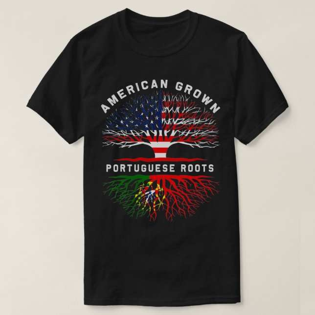Portuguese Roots American Grown Tree Family Herita T-Shirt (Design Front)