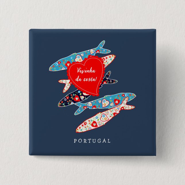 Portuguese sardines 15 cm square badge (Front)