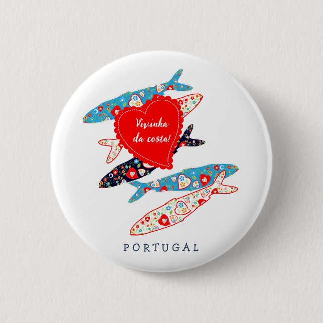 Portuguese sardines 6 cm round badge (Front)