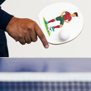 Portuguese Soccer Star Illustration - Football Pla Ping Pong Paddle
