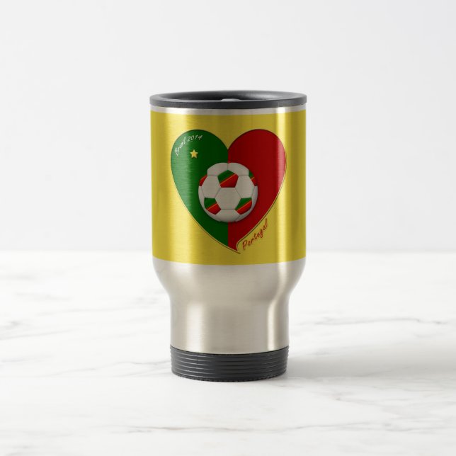 Portuguese SOCCER Team. "PORTUGAL" Football Travel Mug (Center)