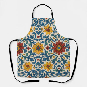 Portuguese Spanish Floral Mediterranean Pattern  Apron