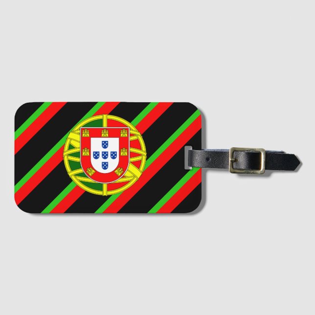 Portuguese stripes flag luggage tag (Front Horizontal)