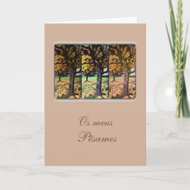 Portuguese sympathy card/condolencias: Fall tree Card (Front)