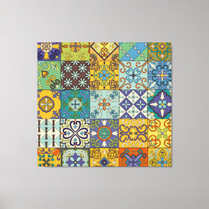 Portuguese Talavera Tile Design Canvas Print