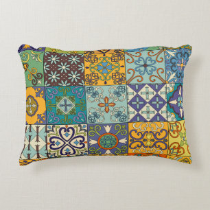 Portuguese Talavera Tile Design Decorative Cushion