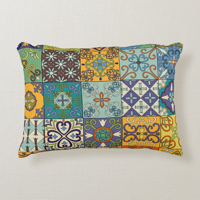 Portuguese Talavera Tile Design Decorative Cushion (Front)