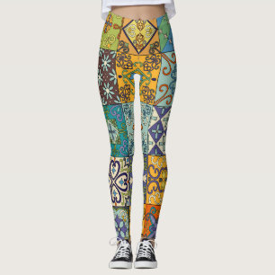 Portuguese Talavera Tile Design Leggings