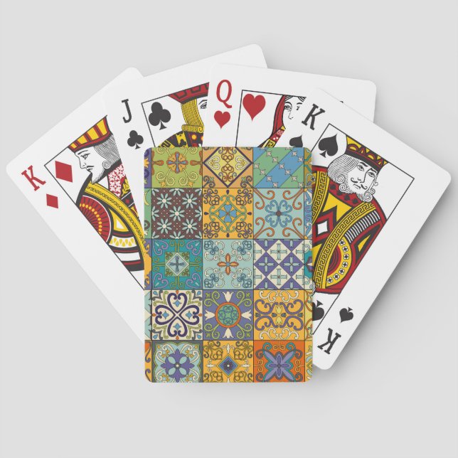 Portuguese Talavera Tile Design Playing Cards (Back)