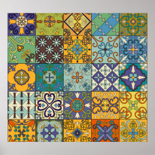 Portuguese Talavera Tile Design Poster