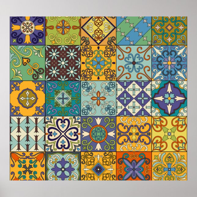 Portuguese Talavera Tile Design Poster (Front)