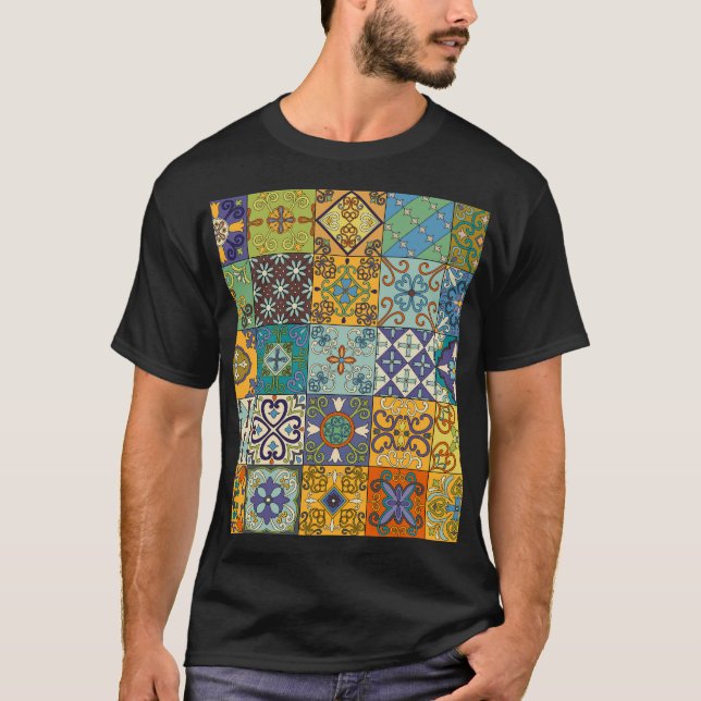 Portuguese Talavera Tile Design T-Shirt (Front)