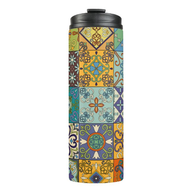 Portuguese Talavera Tile Design Thermal Tumbler (Front)