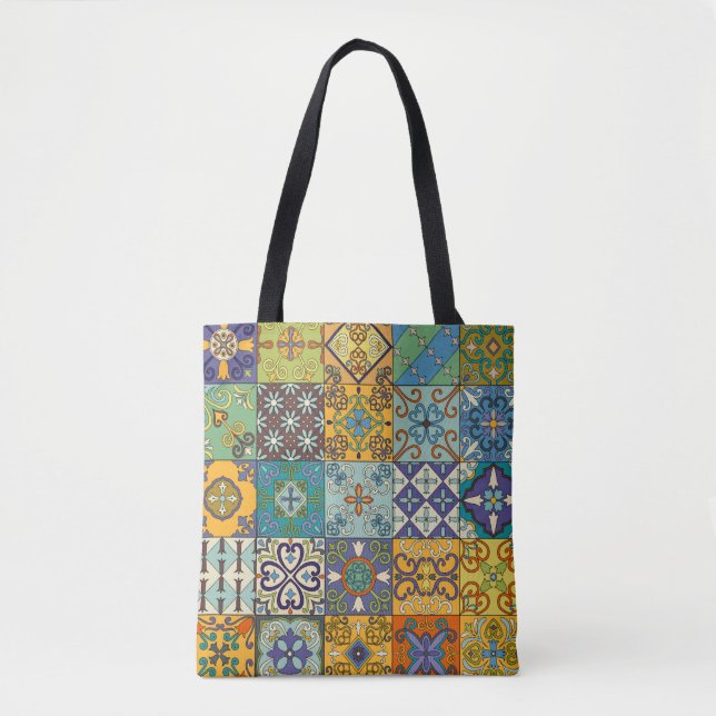 Portuguese Talavera Tile Design Tote Bag (Front)
